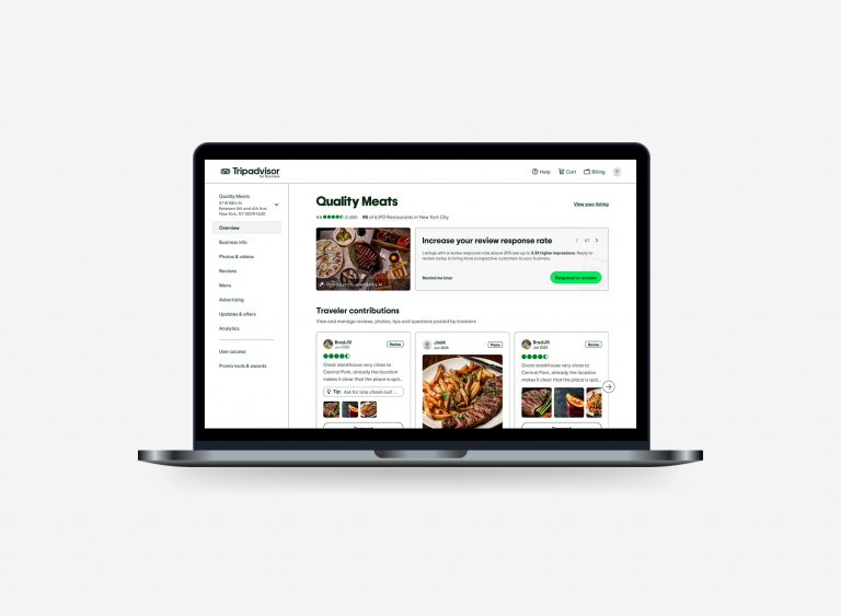 Next best thing cards in the Tripadvisor management center.