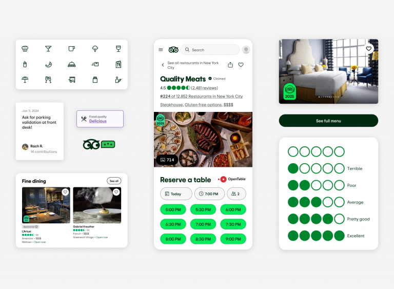 Components of Tripadvisor's design system.